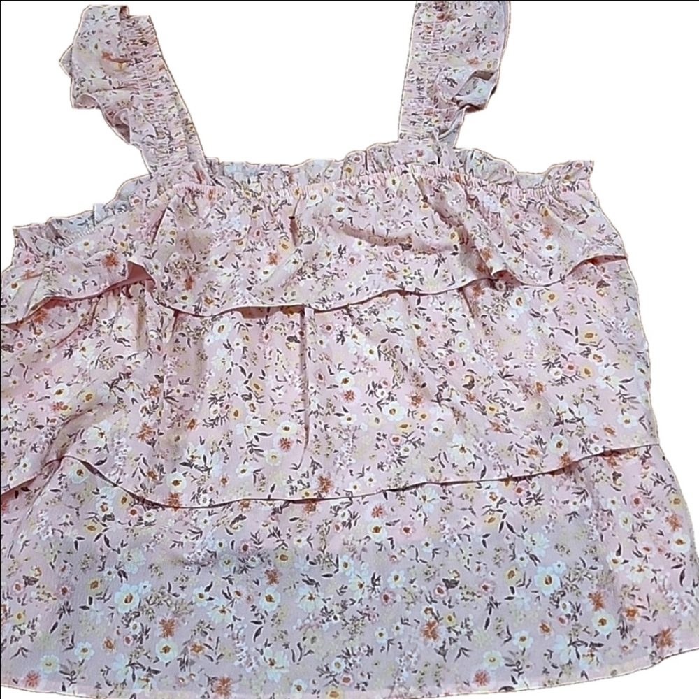 🩷NWT🩷 No Boundaries womens ruffled floral tank top XL